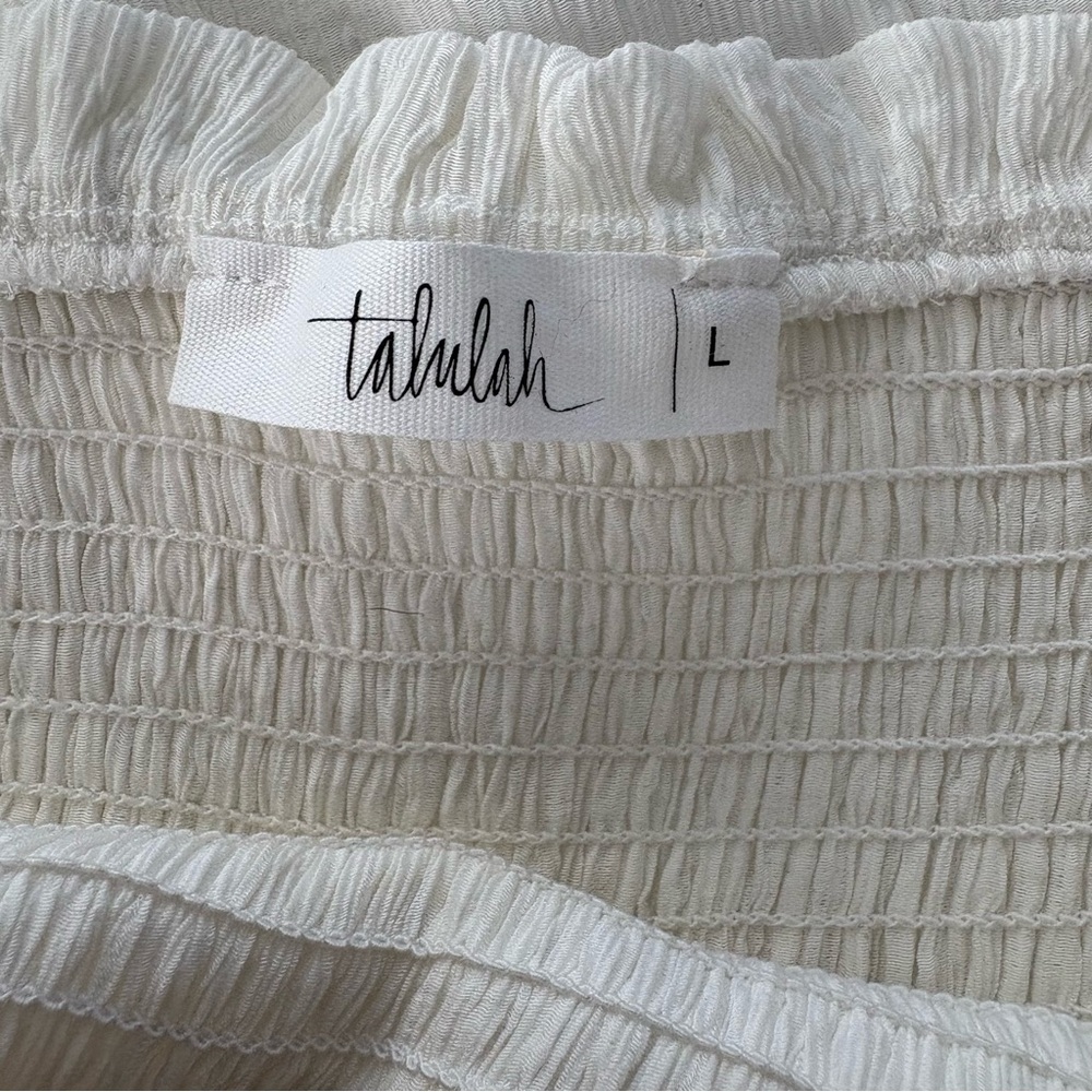 Talulah White Smocked Maxi Dress Shoulder Ties, Sz L - Picture 11 of 14